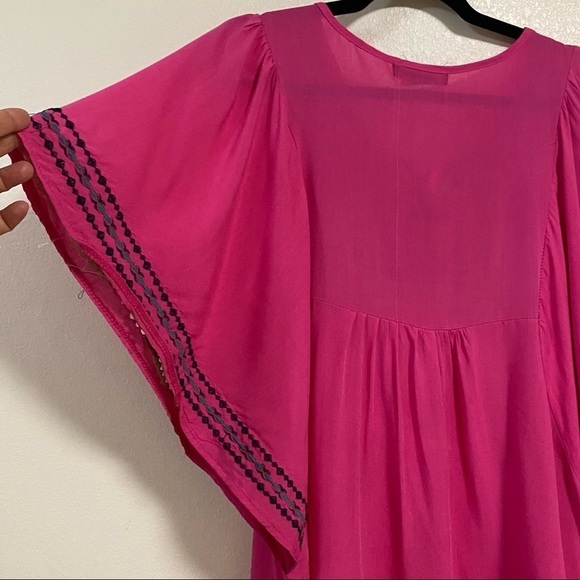 Velzera Top Women’s Size L/XL Pink Embroidered Bohemian Tunic Top - Picture 7 of 13